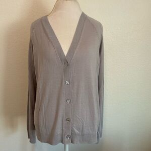 J.Jill Organically Grown Cotton V-Neck Button-up Cardi Gray Size Small